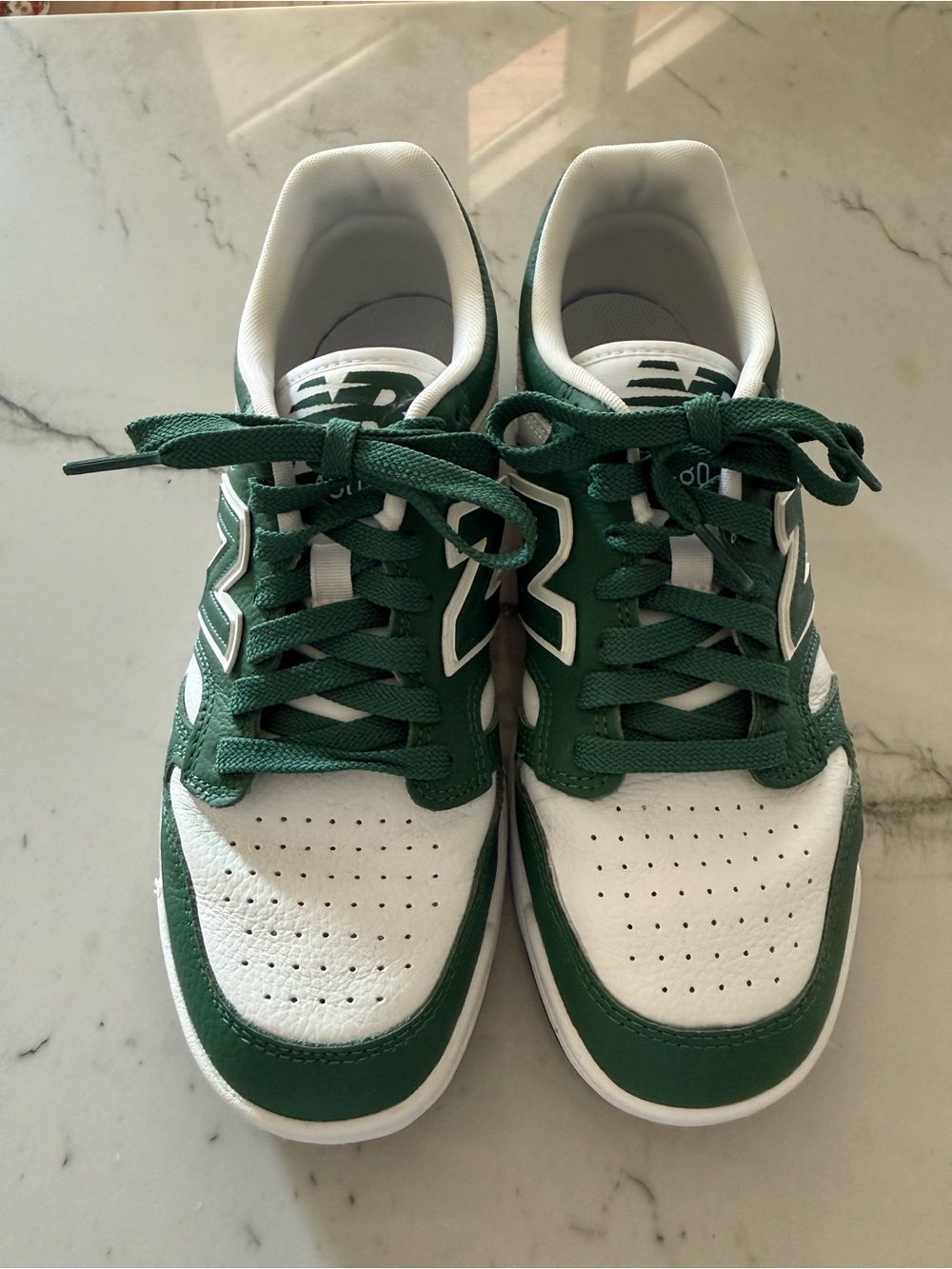 New Balance Green and White 480 Sneakers